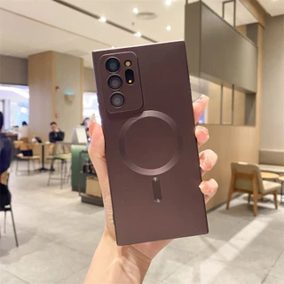 SAMSUNG สําหรับsamsung Galaxy Note 20 Ultra Note 10 Plus S24 S23 S22 S21 Ultra Plus FEแม่เหล็กUltra-บางMatteป้องกันลายนิ้วมือพร้อมเลนส์ป้องกันฝุ่นตาข่ายเคสโทรศัพท์