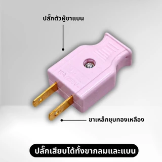 ปลั๊กตัวผู้ 2 ขาแบน 1แพ็ค /60ชิ้น ทองเหลืองเกรดดี คุณภาพมาตรฐานมี มอก. ปลั๊ก ปลั๊กเสียบ คละสี กระแสไฟ 10A 250V