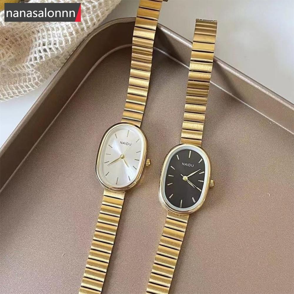 Nanasn| รูปไข่หน้าปัดพร้อมสายไม้ไผ่ผู้หญิงนาฬิกาควอตซ์วัสดุสแตนเลสนาฬิกาข้อมือออกแบบหรูหราสาวนักเรียนของขวัญ ฉัน6ล9