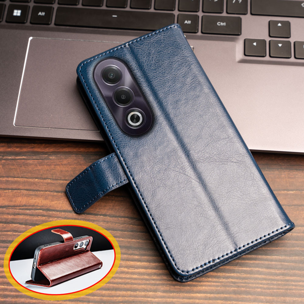 Oppo K12x A3x 5G CPH2667 PKD130 Vintage Classic Leather Wallet Folio Case Flip Notebook Style Cover 