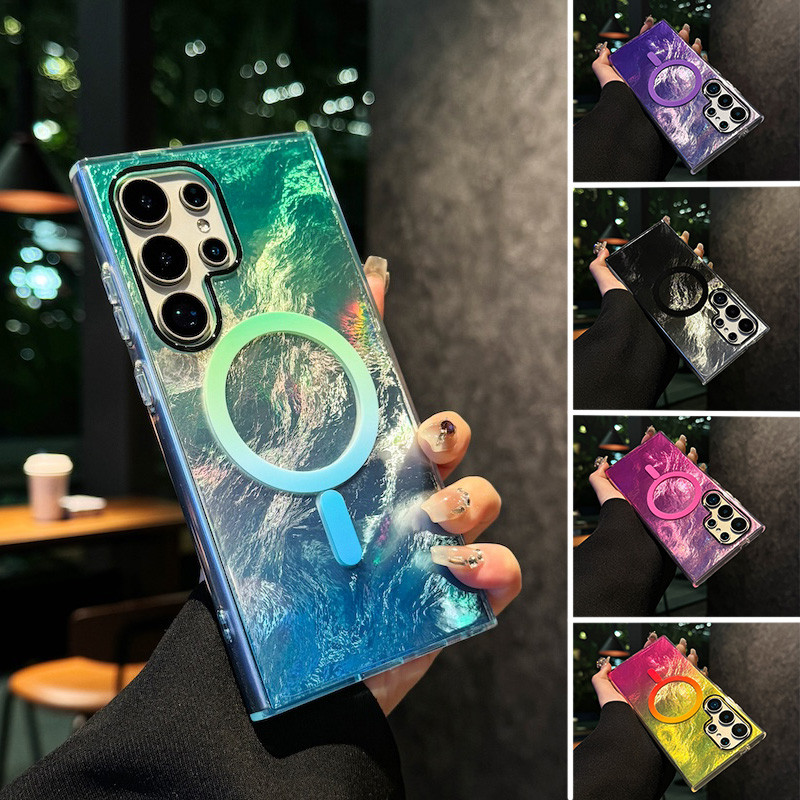 Glacial Gradient รูปแบบสีไร้สายชาร์จแม่เหล็กสําหรับ Samsung Galaxy S25 FE S26 S23 S24 FE Plus S24 Ultra 5G ฝาครอบซิลิโคน