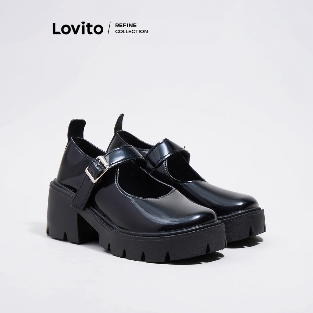 (Lovito Refine) รองเท้าโลฟเฟอร์หัวเข็มขัดธรรมดาสำหรับผู้หญิง LFA43412