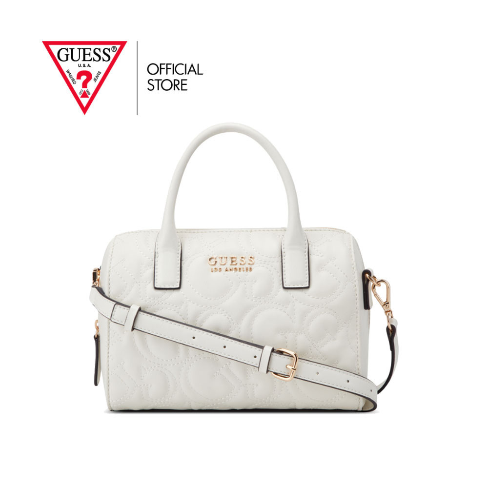 GUESS กระเป๋า รุ่น VG943608 BERKTON BARREL SATCHEL สีขาว