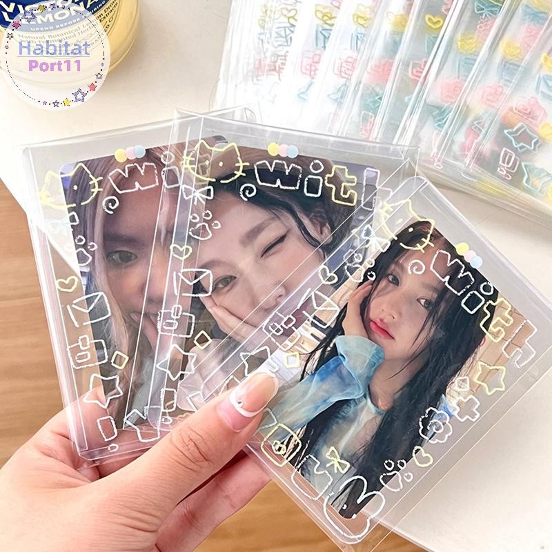 Habitatport 50 ชิ้นโปร่งใสน่ารัก Graffiti ลูกแมว Self-กาว Opp กระเป๋า Kpop Idol Photo การ์ดป้องกันกระเป๋า Photocard การ์ดแขน th