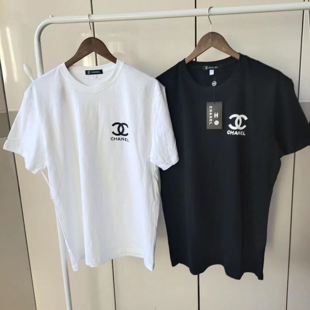 C ฤดูร้อนสไตล์ใหม่ Chanel เสื้อยืดคอกลมผ้าฝ้ายแท้พิมพ์ลาย OGEO