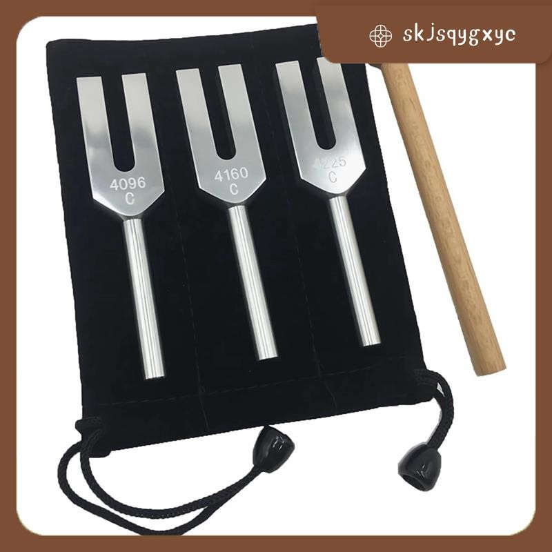 skjsqygxycAngel Tuning Fork Set - 4096 Hz, 4160 Hz, 4225 Hz - ชุดเครื่องมือบําบัดพร้อมการโจมตีไม้และ