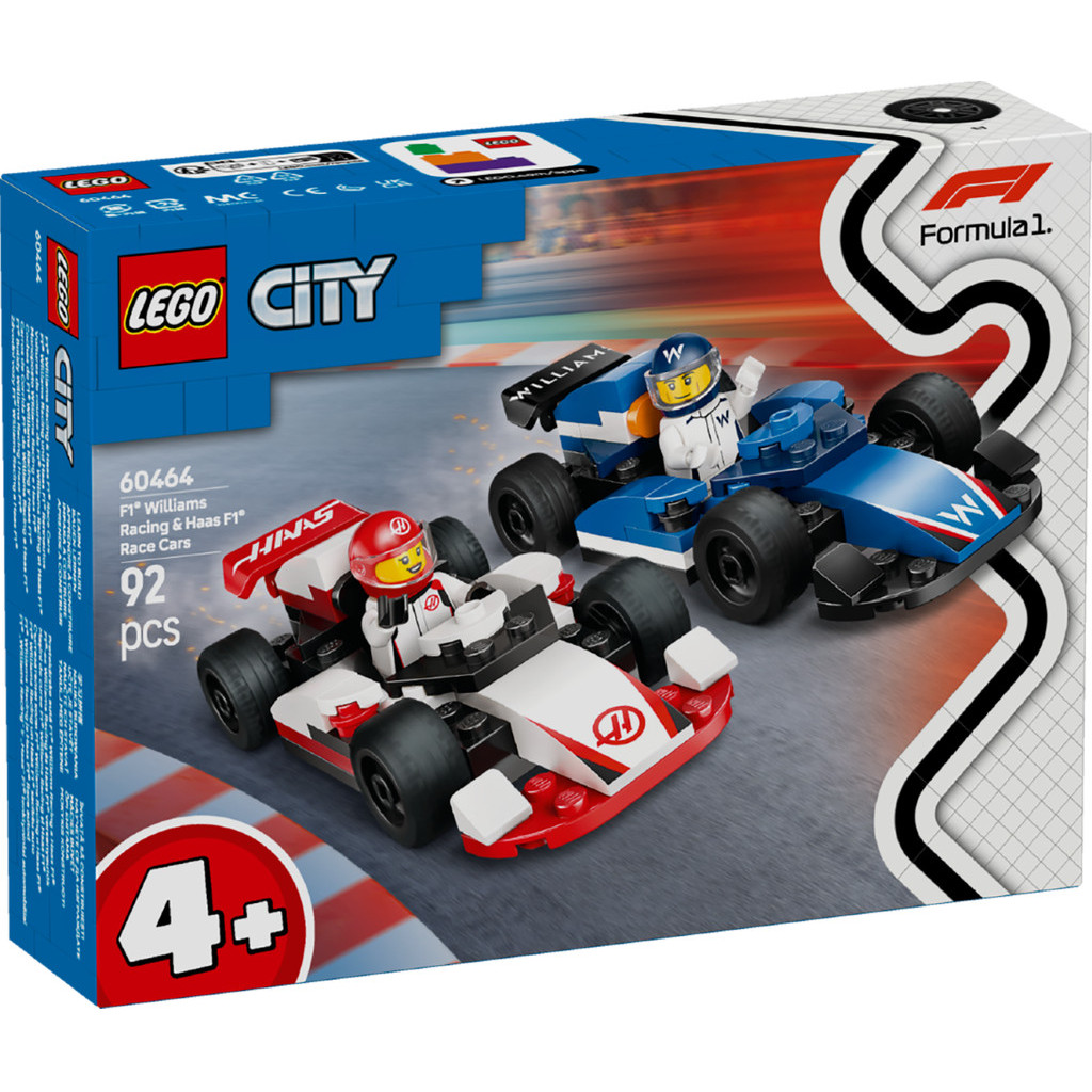 LEGO 60464 City Formula F1 Williams Racing & Haas F1 Race Cars Building Toy Set (92 ชิ้น)