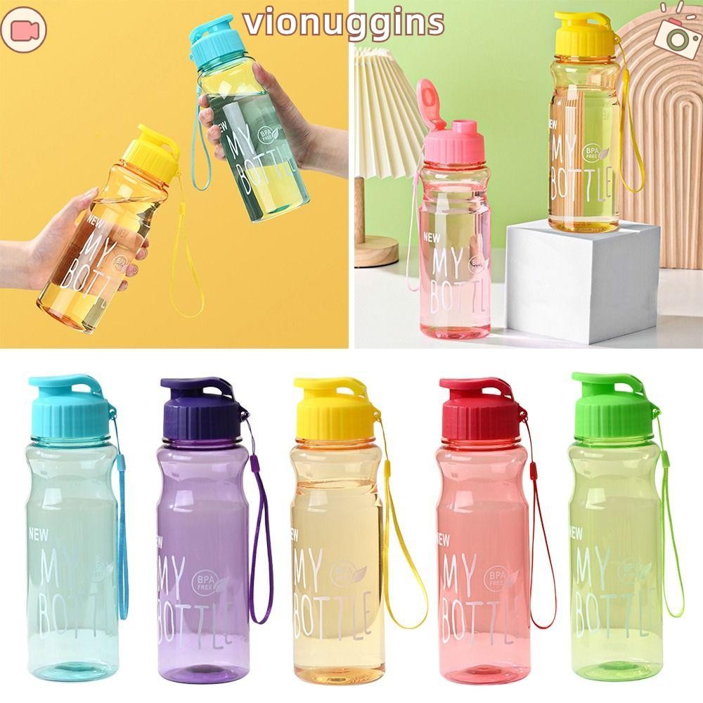 Vionuggins 550ml ขวดน้ําแบบพกพาโปร่งใสหลายสีพลาสติก