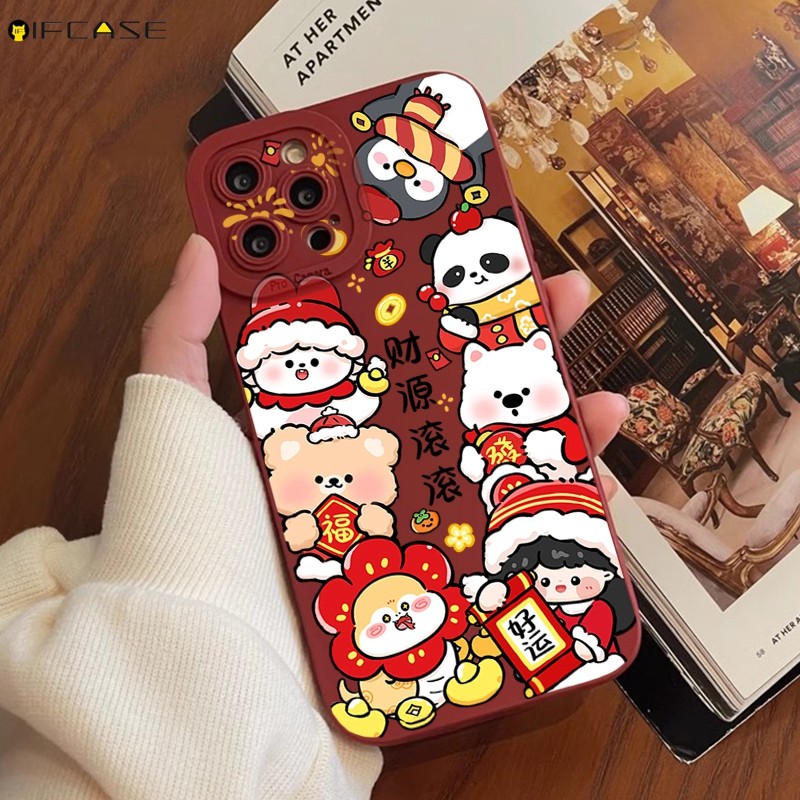 SAMSUNG สําหรับsamsung Galaxy A70 A70s A50 A50s A30s A31 A21s A12 A20s A30 A20 เคสโทรศัพท์จีนปีใหม่Lucky CatสุนัขลูกสุนัขเพนกวินPandaหมีกระต่ายน่ารักการ์ตูนนุ่มปลอกกรณีปก