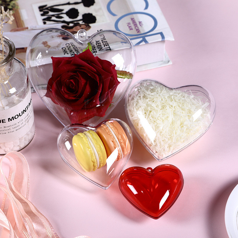 Diy โปร่งใสรูปหัวใจ Ball พลาสติก Fillable Bauble แขวนตกแต่งวันวาเลนไทน์กล่องของขวัญแต่งงาน