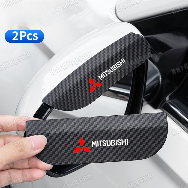2 ชิ้น Mitsubishi รถกระจกมองหลัง Rain Guard คาร์บอนไฟเบอร์กระจกมองหลังสติกเกอร์ Universal Auto Parts สําหรับ Xpander Cross Mirage G4 Lancer Outlander Pajero Montero Sport Strada