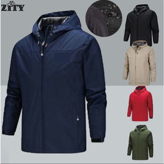 ZITYเสื้อแจ็กเก็ต เสื้อกันฝน กันน้ํา น้ําหนักเบา มีฮู้ด ลําล…