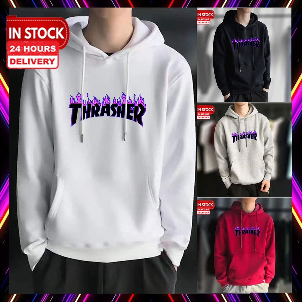 ⚡สต็อกพร้อม⚡ Hoodie Thrasher Unisex แขนยาว Hoodie Man Hoodie ผู้หญิง Baju Hoodie Perempuan Baju Hood