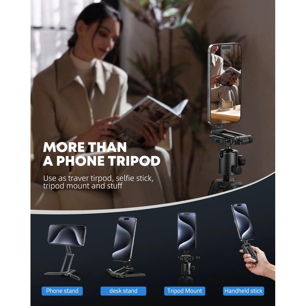 Mg03 Pro กระเป๋าแม่เหล็กโทรศัพท์ขาตั้งกล้องแบบพับได้ Magsafe ขาตั้งโทรศัพท์แม่เหล็ก Quick Mount Mini ขาตั้งกล้องสําหรับ iPhone 16 15 HUAWEI Xiaomi - รูปที่ 3