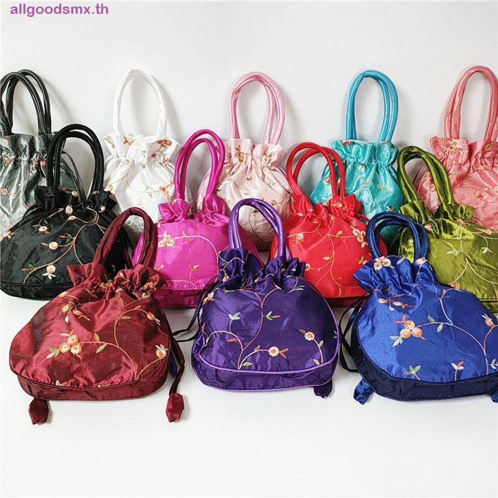 Allgoodsmx ผู้หญิงดอกไม้กระเป๋าถือแต่งหน้ากระเป๋าหวานกระเป๋าเครื่องสําอางเย็บปักถักร้อย Casual Money กระเป๋าผ้าอนามัย Jewerly บรรจุกระเป๋า