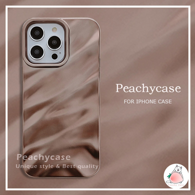 คุณภาพสูงผ้าไหมริ้วรอยพับ Desert Gold เคสโทรศัพท์สําหรับ iPhone 16 15 14 Plus 13 12 11 Pro Max Xr Xs X 8 7 6 TPU ปกหลังกันกระแทกปลอกมือถือ