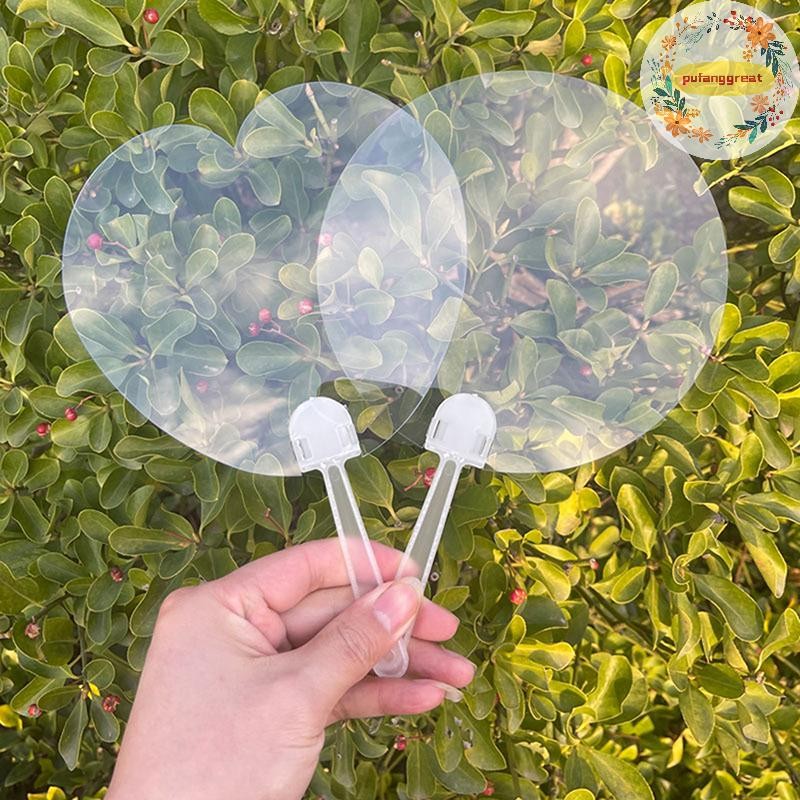 Pufanggreat 10 ชิ้นพลาสติกเปล่าพัดลมโปร่งใสเด็ก DIY Art พัดลมงานแต่งงานวันเกิดของขวัญด้านหลังแฟนแฟนของขวัญสร้างสรรค์ TH