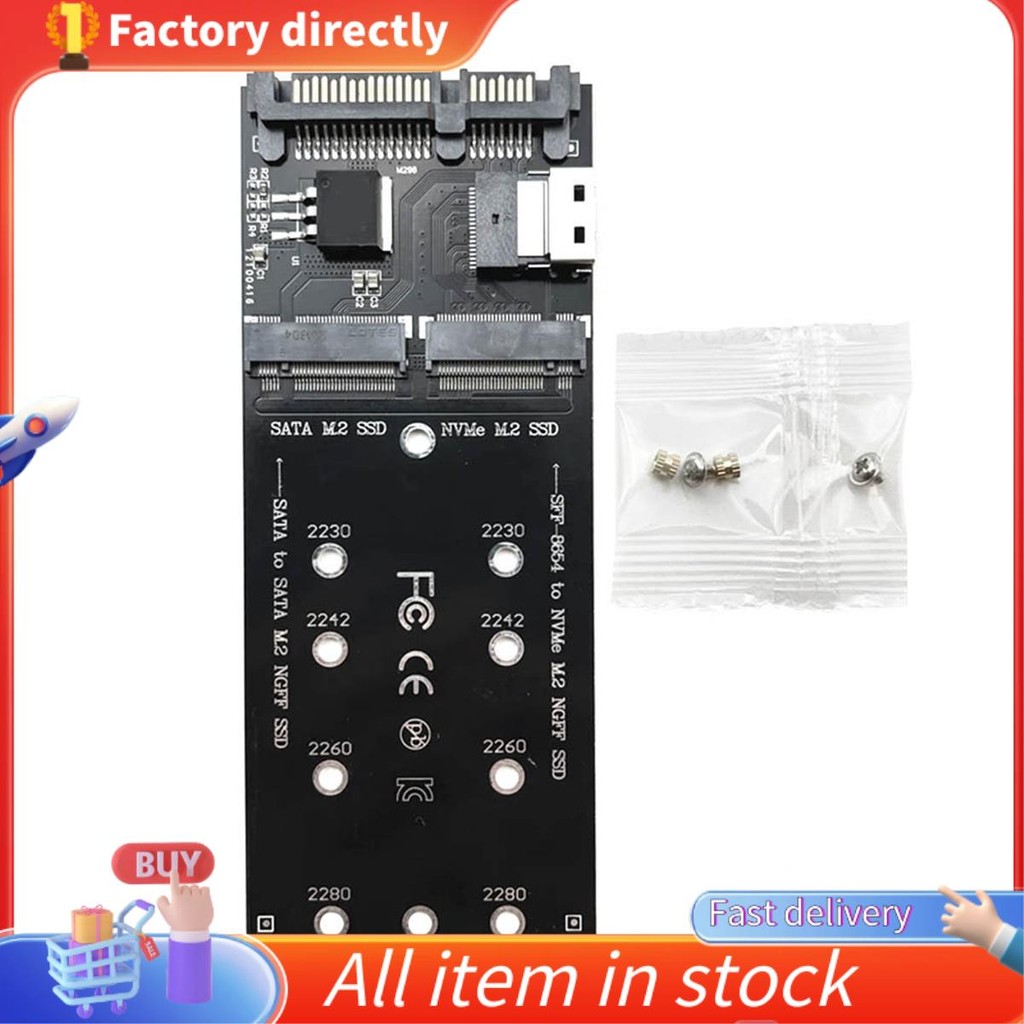 M2 SSD อะแดปเตอร์ M.2 SATA Ngff SSD เป็น SATA + M2 NVME SSD เป็น SFF-8654 Converter SATA เป็น M2 การ