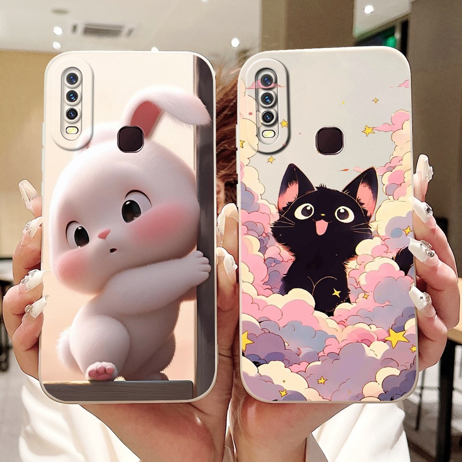 สําหรับ Vivo Y12 Y15 Y17 Y11 Y12i 1906 1901 1902 1904 1940 ใหม่น่ารักกระต่ายแมวการ์ตูนปลอกเลนส์ป้องกันซิลิโคนอ่อนนุ่มเคสโทรศัพท์