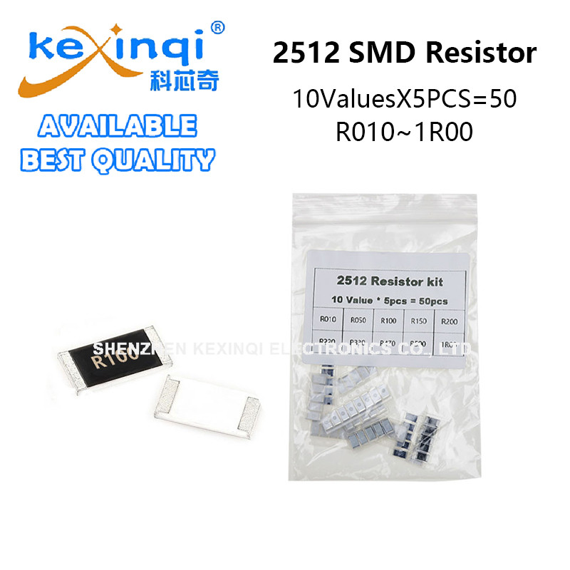 50PCS 2512 ตัวต้านทาน SMD ชุดสารพัน 10 ค่าX5PCS R010~1R00 โอห์ม 1% R100 R220 R050 R470 R330 โอห์ม