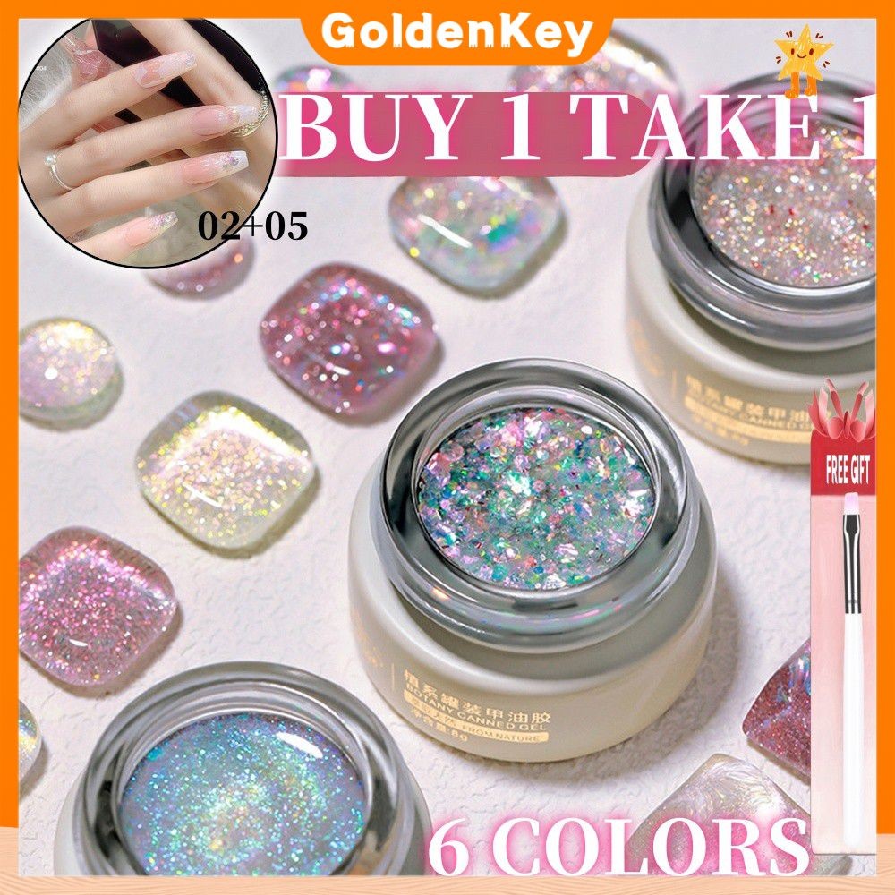 【ของขวัญฟรี】ANNIES Flash Nail glue Polish New Aurora Opal Cloud Brocade Sequins Diamond Gel Nail Art