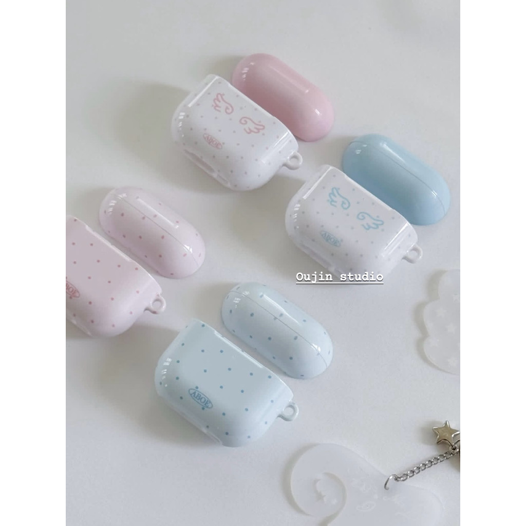 เกาหลี Simple High-End สาวหวานหัวใจ Polka Dot Angel Wings airpods4 รุ่นป้องกันกรณี airpodspro2 รุ่นหูฟัง airpods3 2 รุ่นนําเข้าฟิล์ม Hard Shell
