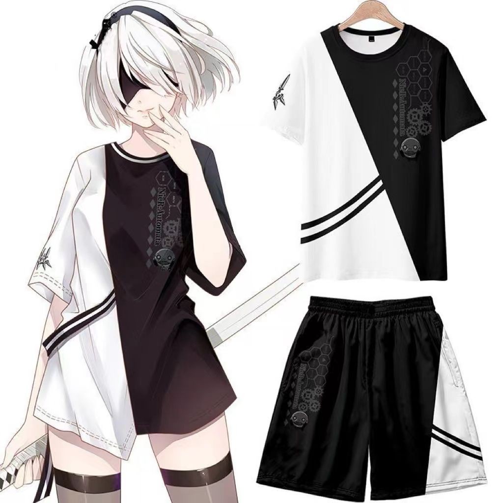 ZST อะนิเมะ NieR: Automata คอสเพลย์เสื้อยืดเครื่องแต่งกายการ์ตูน WOMen แฟชั่นเสื้อลําลองบุรุษ 2B 9S 