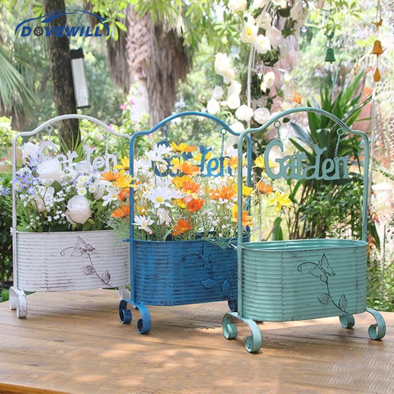 [Dovewill] หม้อชาวไร่เหล็กดีไซน์วินเทจที่ใส่ดอกไม้แจกันถังสําหรับงานแต่งงานโฮมออฟฟิศสนามหลังบ้าน