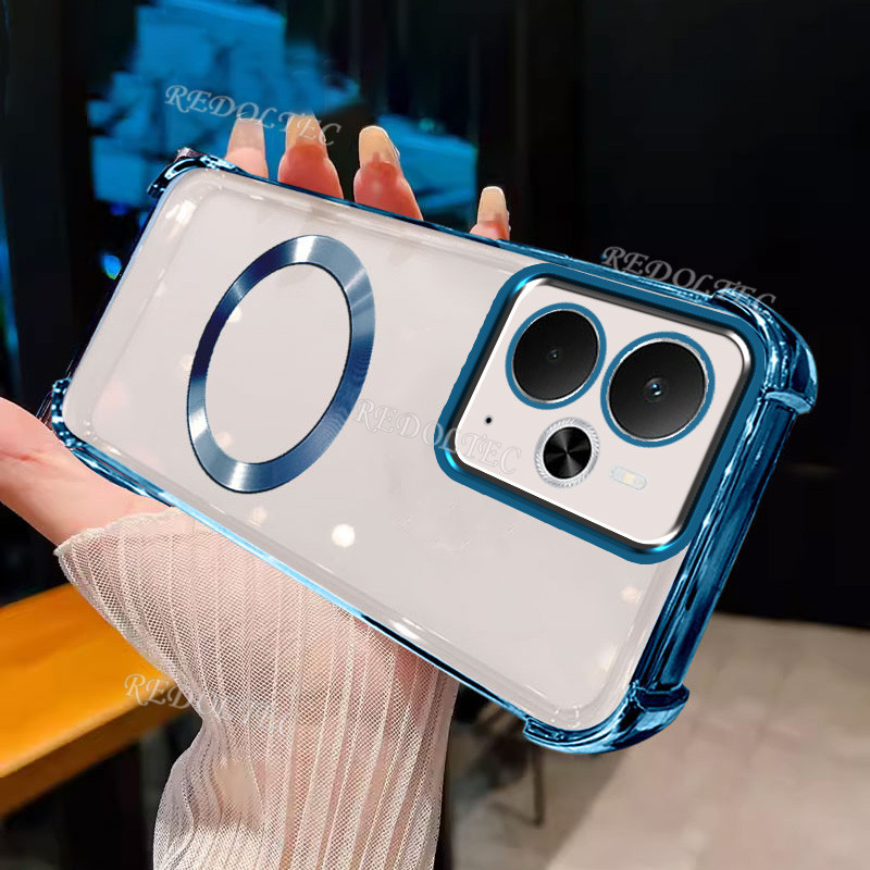 Realme 14T 5Gกรณีแม่เหล็กกันกระแทกโปร่งใสพร้อมแหวนแม่เหล็ก2025 ออกแบบใหม่ปลอกใสRealme14T Realme14 Tฝาครอบโทรศัพท์นุ่มบางพิเศษ