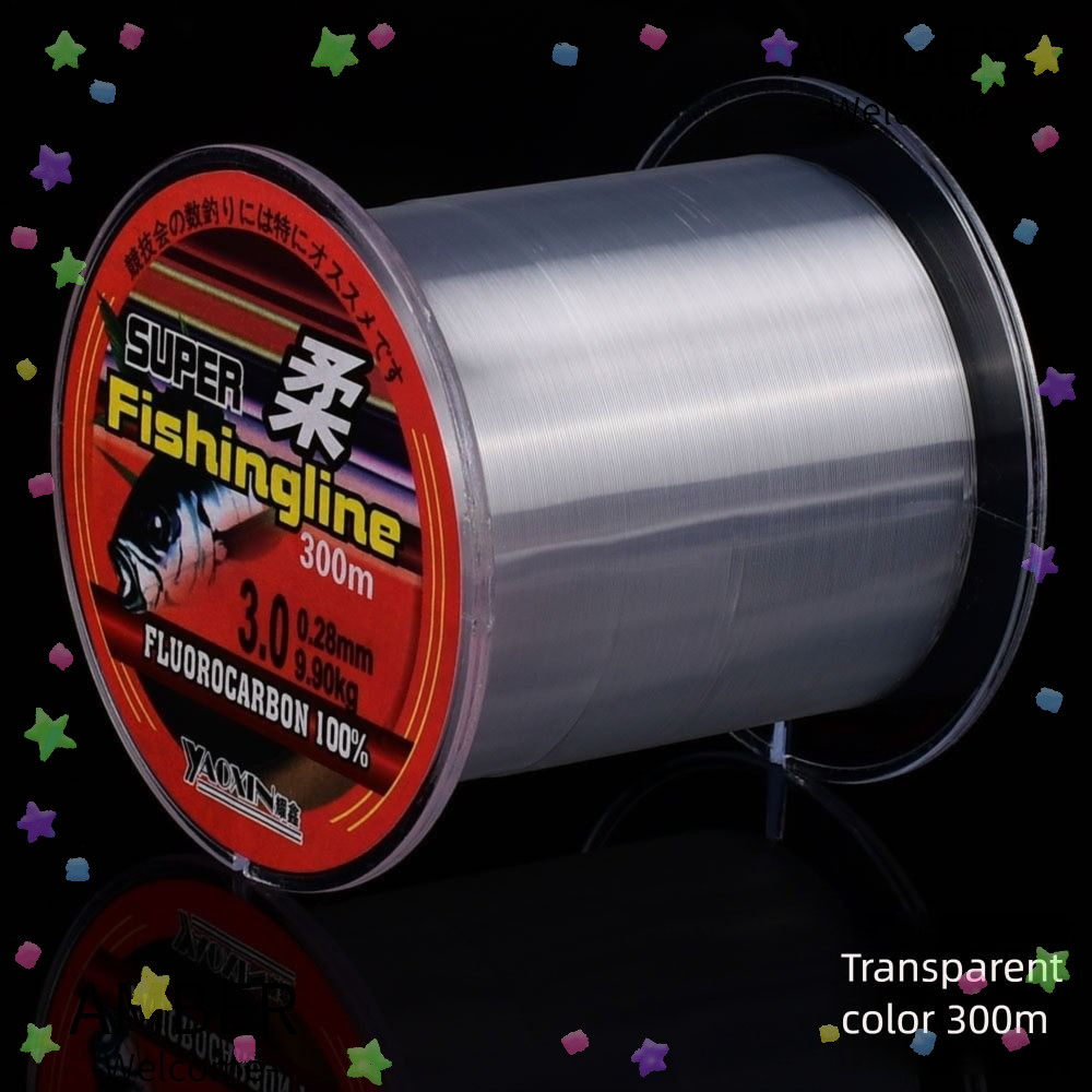 AMBER ตกปลา Monofilament Line, Fast Sinking 300M Fluorocarbon เคลือบสายไนลอน,ที่มีประสิทธิภาพนุ่มที่มองไม่เห็นทนทานสายตกปลาน้ําจืด
