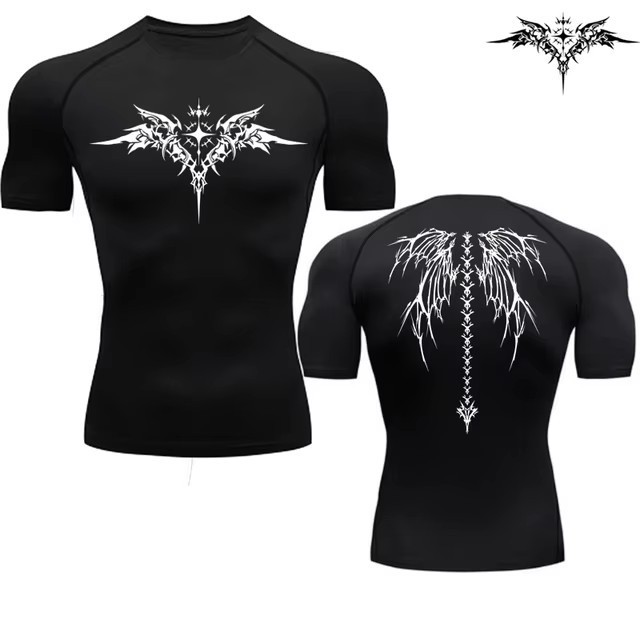 Casual Anime พิมพ์วิ่งแน่นเสื้อยืดผู้ชาย Quick-Drying ฟิตเนสกีฬาแขนยาว Breathable Top s-3XL