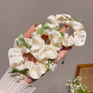 Fairy Lily of The Valley ดอกไม้เชือกผมผูกผมยางรัดหัวเชือก Scrunchies