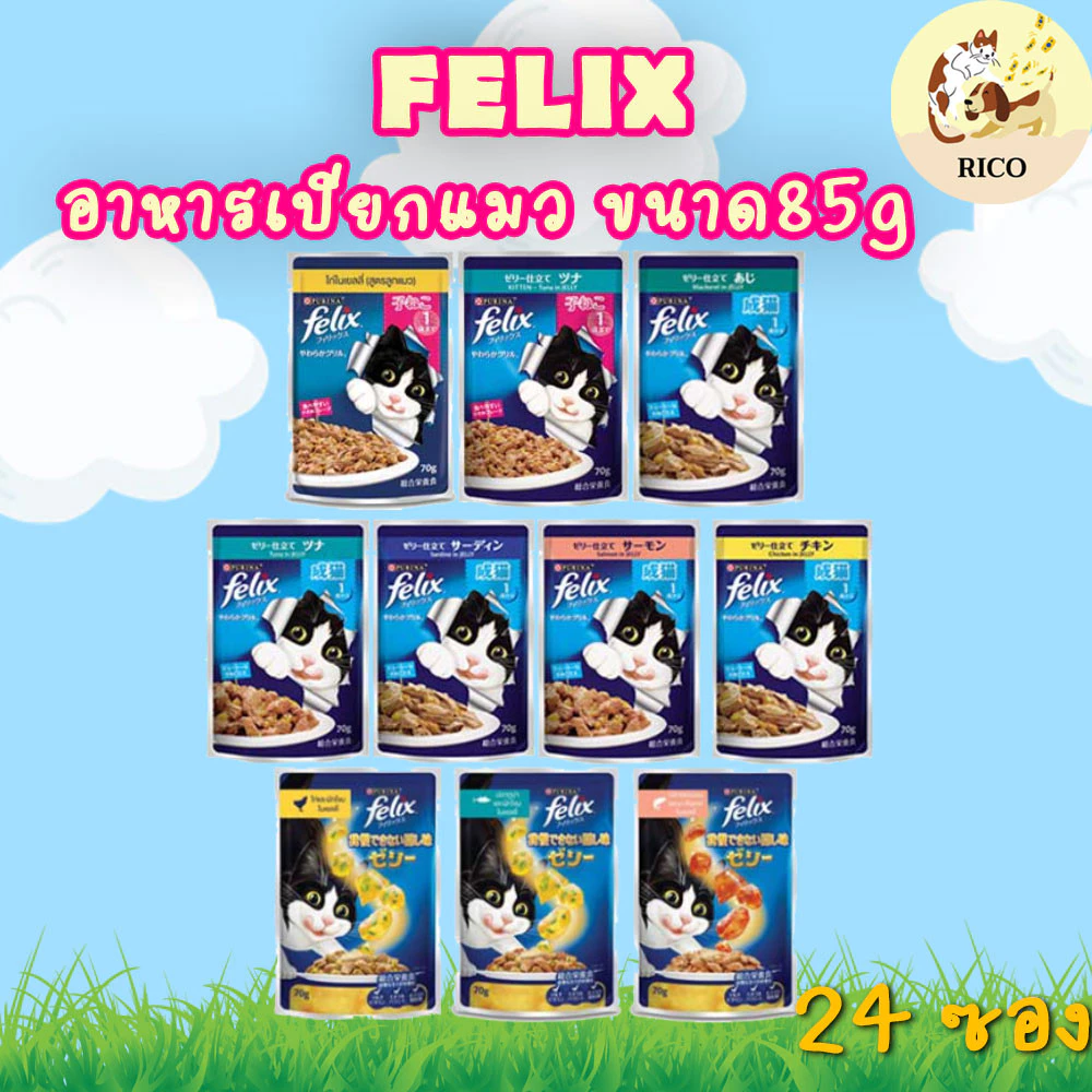 (ลัง24ซอง) Felix อาหารเปียกแมวเฟลิกซ์ซอง 85g x24 ซอง
