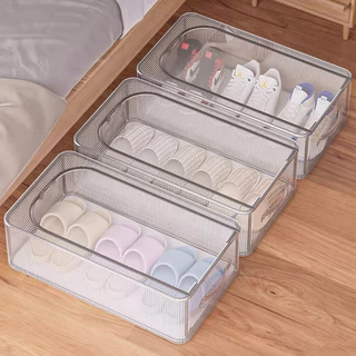 กล่องวางรองเท้าเก็บรองเท้า แบบโครงเหล็ก สีใส พับเก็บได้ กันน้ำ-ฝุ่น วัสดุPVC เหมาะสำหรับใต้เตียงหรือในรถ KKHOME