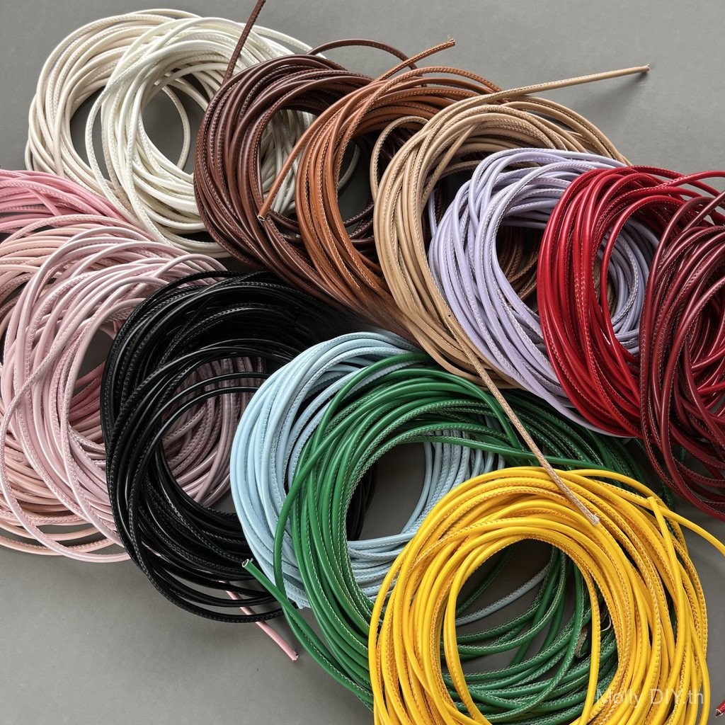 เชือกหนัง PU ขนาด 3 มม. สำหรับห้อยกระเป๋า DIY ถักทำมือ วัสดุทอผ้า สายพวงกุญแจ สายห้อยกระเป๋า สายรัดโทรศัพท์