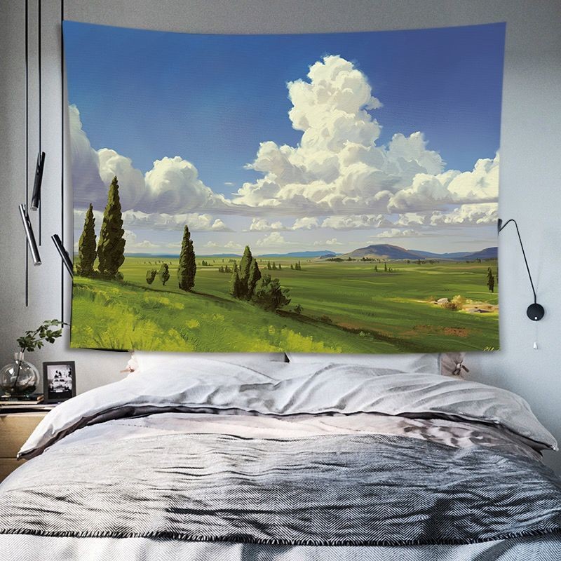 ผ้าพื้นหลังฉากกลางคืนที่มีบรรยากาศ ท้องฟ้าเต็มไปด้วยดวงดาว ผ้าแขวนตกแต่งห้องนอน ผ้าผนังหอพัก ผ้าทอภูมิทัศน์ - รูปที่ 7