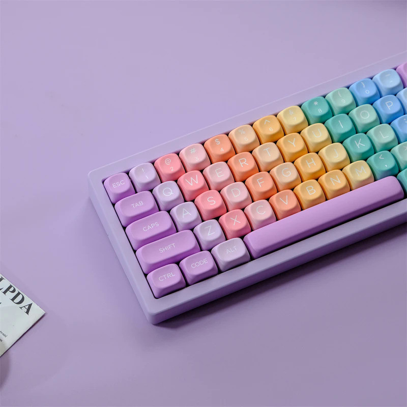126 Keys Soft Candy Gradient Colors Keycaps Dye Sublimation MOA Profile PBT Keycaps For MX Switches 