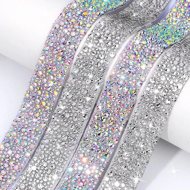 20 มม.Rhinestone Trim Self กาว Bling Rhinestone Trim สติกเกอร์สําหรับงานฝีมือ DIY ตกแต่งเสื้อผ้า