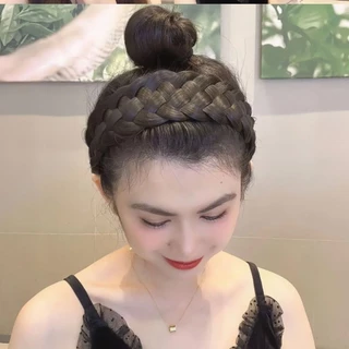 (เรือจากประเทศไทย) ผู้หญิงปีกกว้างถักเปียที่คาดผมหนาวิกผมก้างปลาบิดที่คาดผมอุปกรณ์เสริม