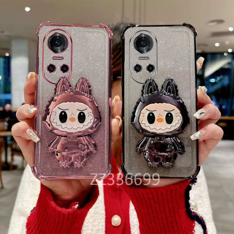 ปลอก OPPO Reno 10 5G pro เคสโทรศัพท์สําหรับขายึดซิลิโคน ป้องกันสี่มุม labubu clear