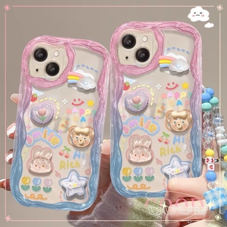 GOOD DIY เคสโทรศัพท์ iPhoneที่เข้ากันได้ iPhone15 14 13 12 11promax xsmax เคสเรียบหรู 7/8plusเคส โพสต์รูปตุ๊กตา หมีน้อย