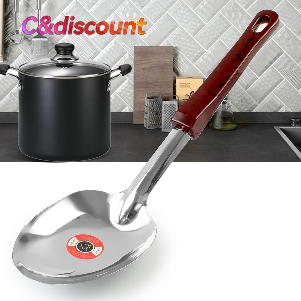 Cdiscount ผลิตจากสแตนเลสสตีลด้ามจับสั้นตักตวง และช้อนตักอาหารสามารถใช้ในการปรุงอาหารผัดแกง 30cm