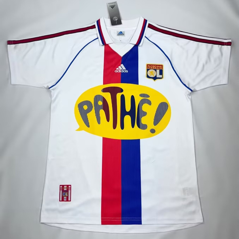 2000-01 เสื้อฟุตบอลย้อนยุค Lyon home S-XXL ผู้ใหญ่แขนสั้นแห้งเร็วกีฬาฟุตบอลด้านบน AAA