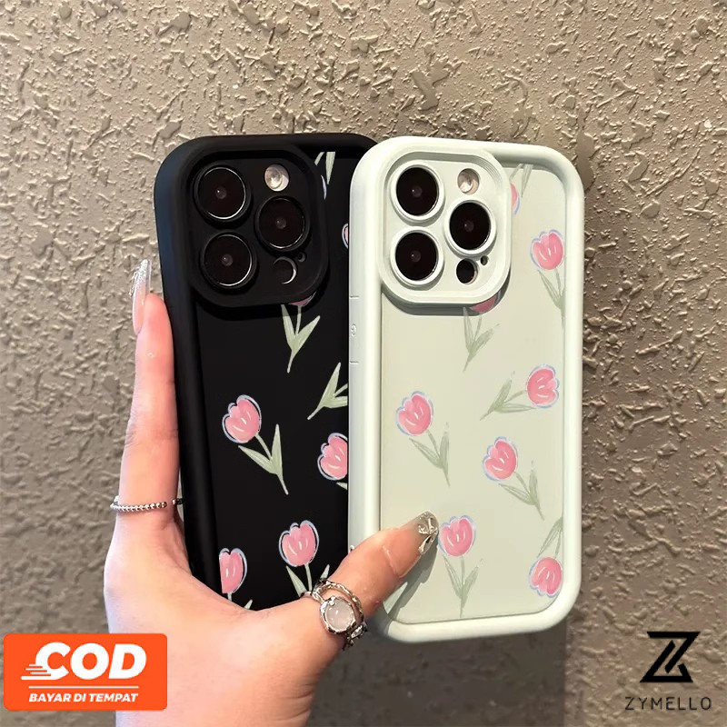 เคสโทรศัพท์ VIVO V40 V40 Pro Y03 y19s Y28 V30 5G V29 v29e สีชมพูสดขนาดเล็กทิวลิปกันกระแทก TPU โทรศัพท์มือถือกรณี