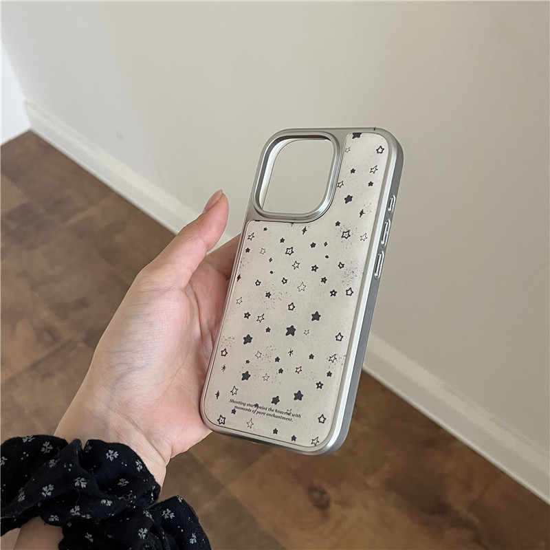 เคสโทรศัพท์ iPhone 16 Pro max 15 Pro max ขอบชุบด้วยไฟฟ้า หน้าจอของดาวสีดํา วัสดุกาว เคสโทรศัพท์