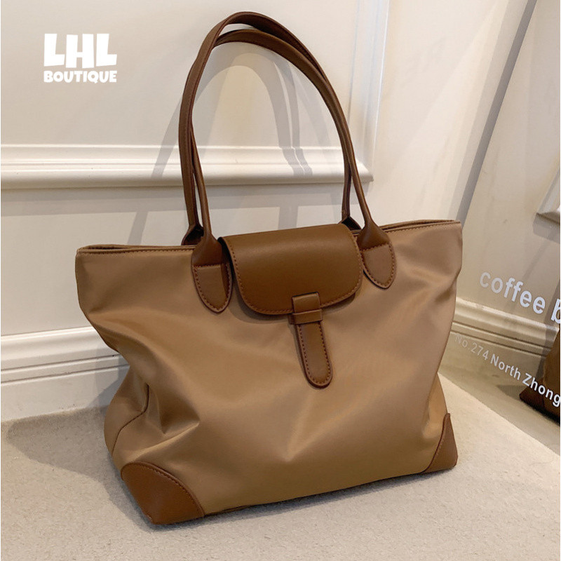 LHL BOUTIQUE กระเป๋าแฟชั่นความจุขนาดใหญ่กระเป๋าสตรีผ้า Oxford เรียบง่าย