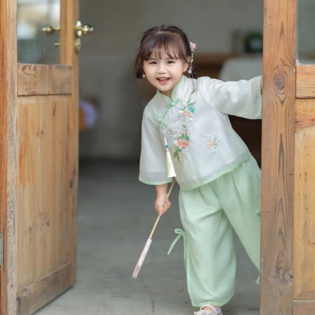 Hanfu Girl สาว Hanfu รุ่นฤดูใบไม้ผลิและฤดูใบไม้ร่วง2024สำหรับเด็กชุดสไตล์จีนใหม่สไตล์จีนฤดูใบไม้ร่วงสไตล์โบราณการแสดงเทศกาลไหว้พระจันทร์เครื่องแต่งกายโบราณเสื้อผ้าเด็ก12.6