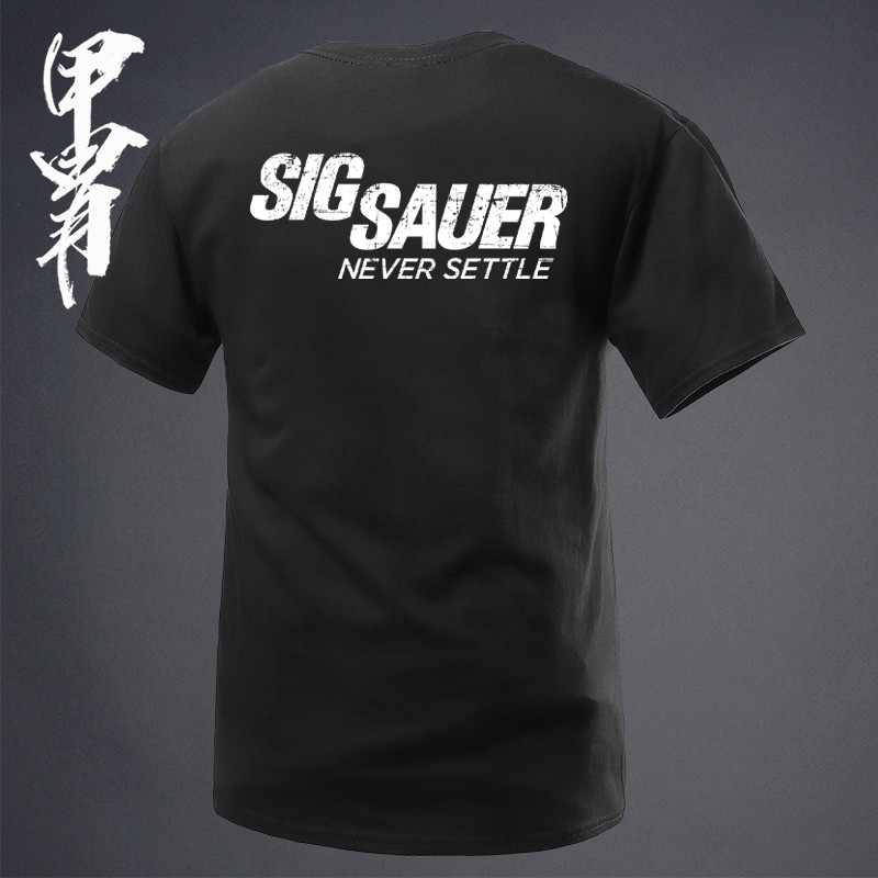 พร้อมสต็อก Sig Sig Sauer Theme Collection คอกลมแขนสั้นเสื้อยืดผ้าฝ้ายพรีเมี่ยม 100% 1220