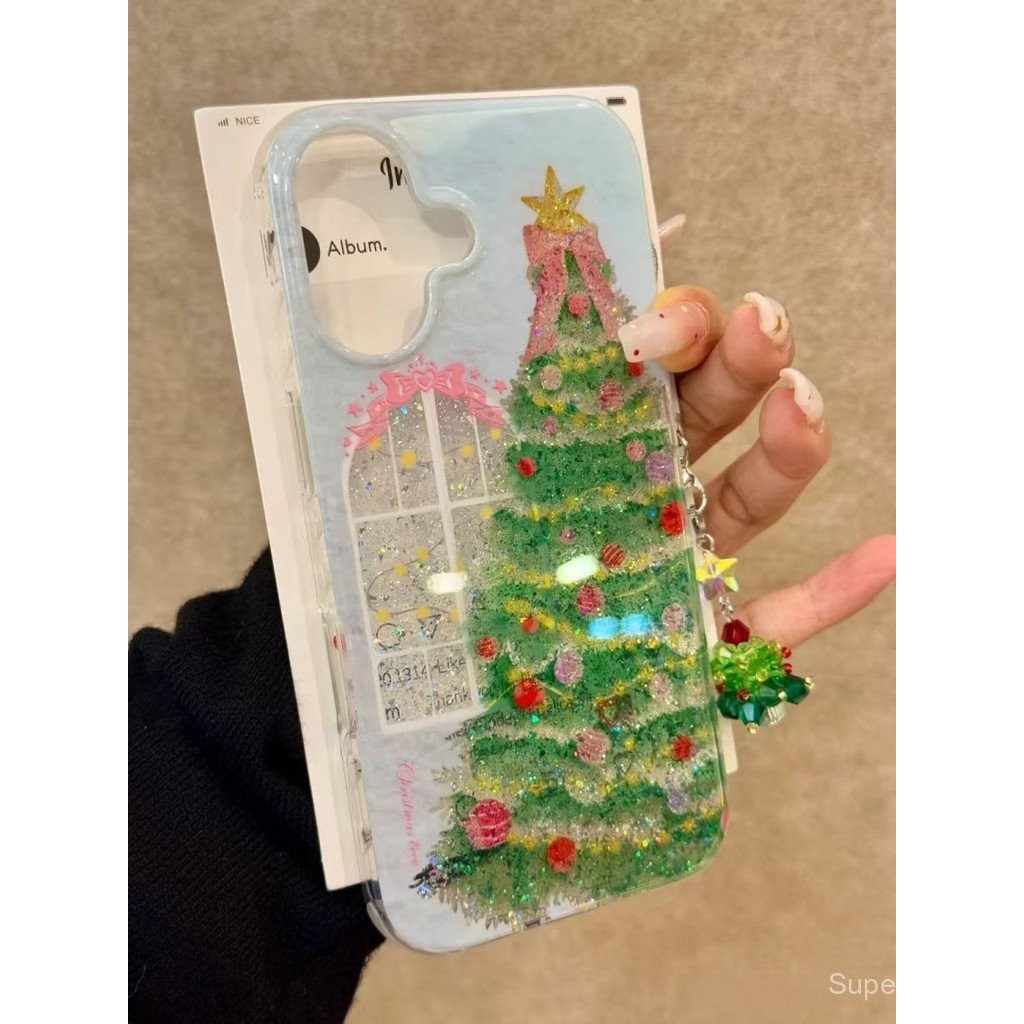 เคสโทรศัพท์ เหมาะสําหรับ iPhone 7 8 Plus x xs xr xsmax 11 12 13 14 15 16 Pro max Plus แฟชั่น Glitter Christmas Tree รวมทุกอย่างขนาดใหญ่-Hole Shock-proof โทรศัพท์มือถือป้องกันกรณีเชลล์ PZUQ