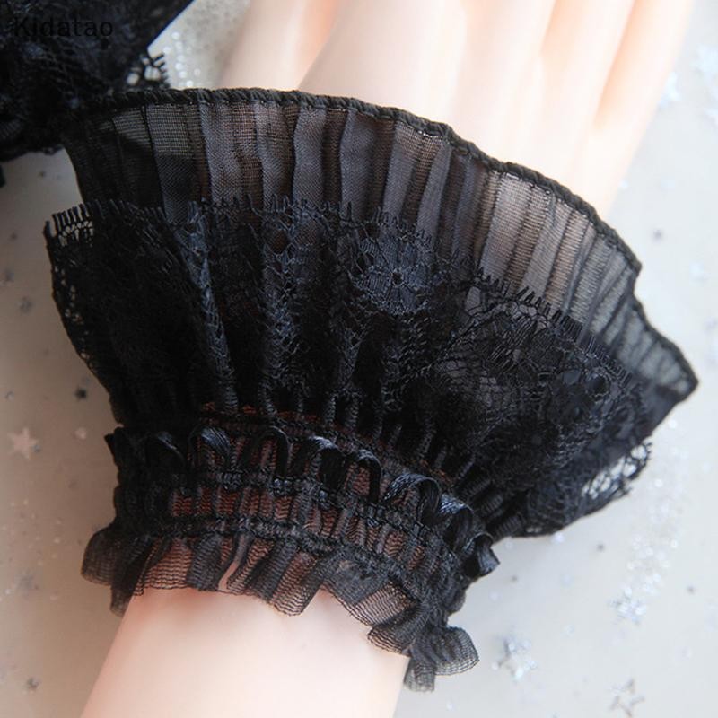 Kidatao 1 คู่เล็บภาพลูกไม้ตกแต่ง Cuff Double-Layer ตาข่ายฮอร์นแขนเล็บแสดงวางตัวแขน DIY Shoog พื้นหลัง Prop ใหม่